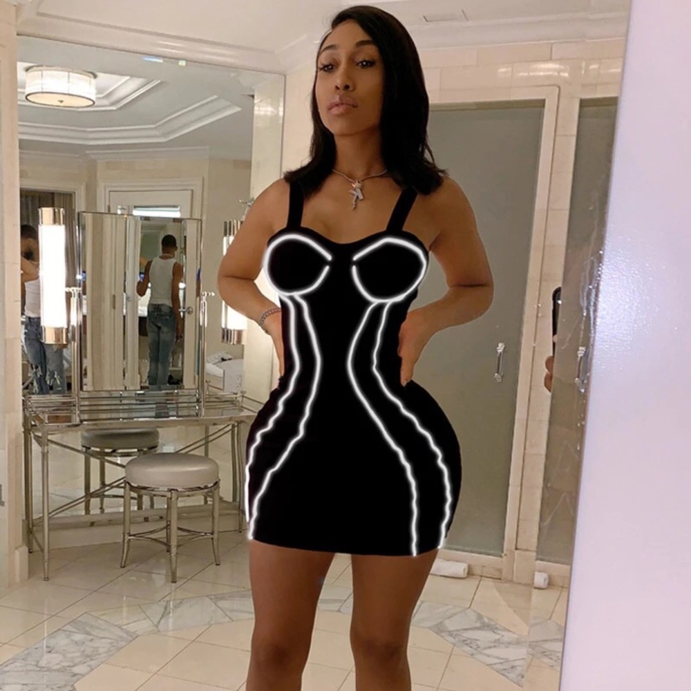 NWT Sexy Bodycon Reflective Mini Dress - Picture 2 of 3